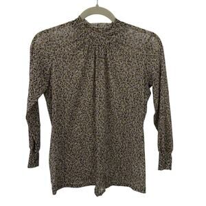 Humanoid XS Mesh Top Long sleeve Nylon Stretch Sheer Print Fem Layering Fairy